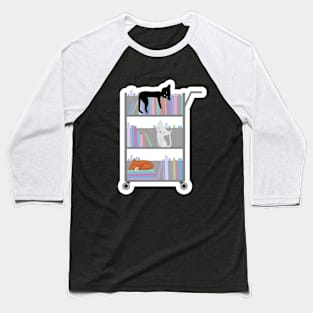 Cats on Library Cart Baseball T-Shirt